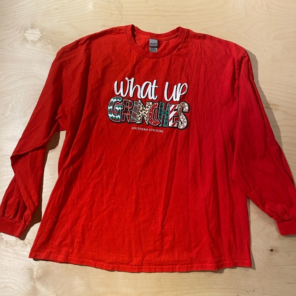 Gildan Red Long Sleeve Christmas T-Shirt 2XL (PW)